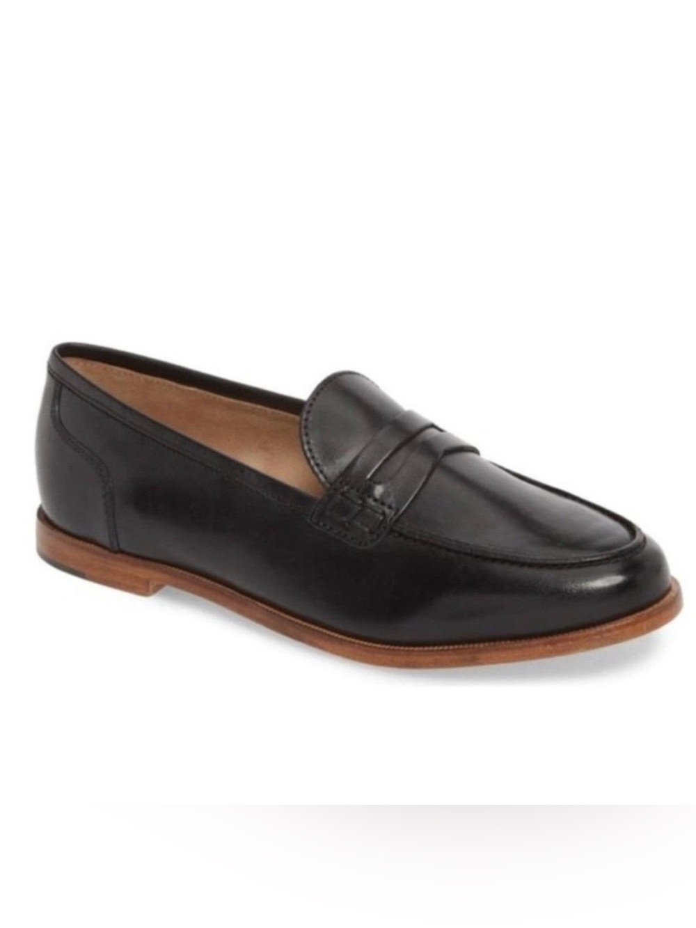 J Crew Ryan Penny Loafers Flats Shoes Womens Sz 8 Black Leather Slip On Academia